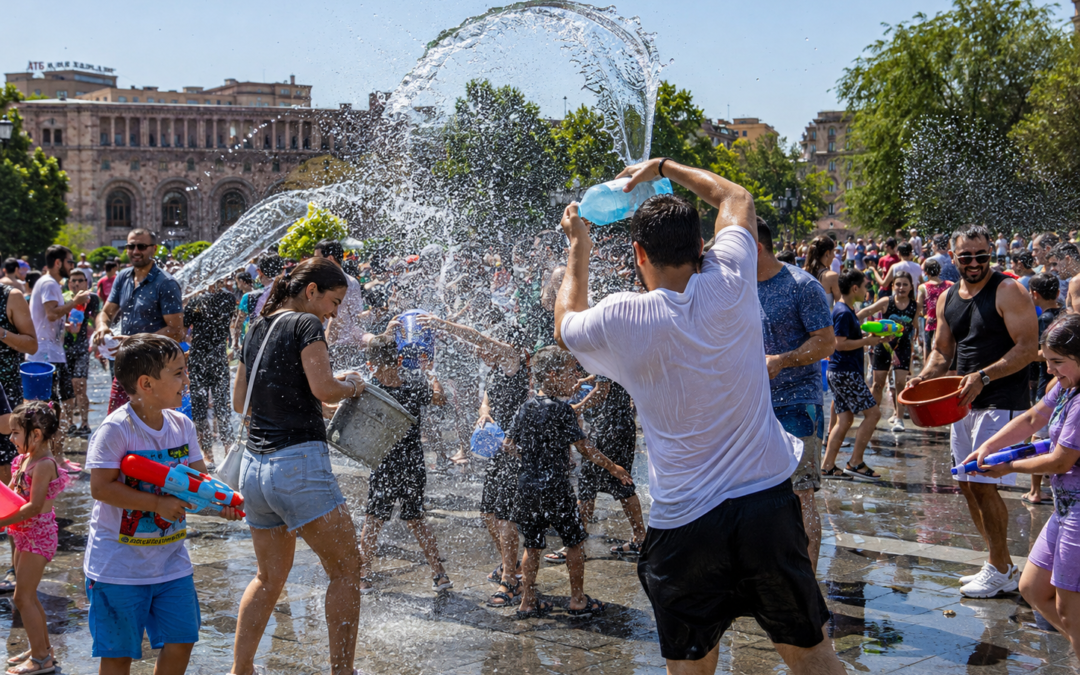 Vardavar la fête de l'eau en juillet à Erevan